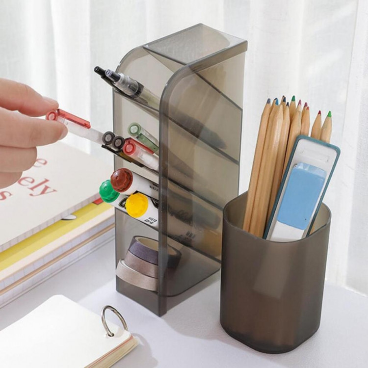 Настольный органайзер для канцелярии ручек и маркеров карандашей черный Винница - изображение 1