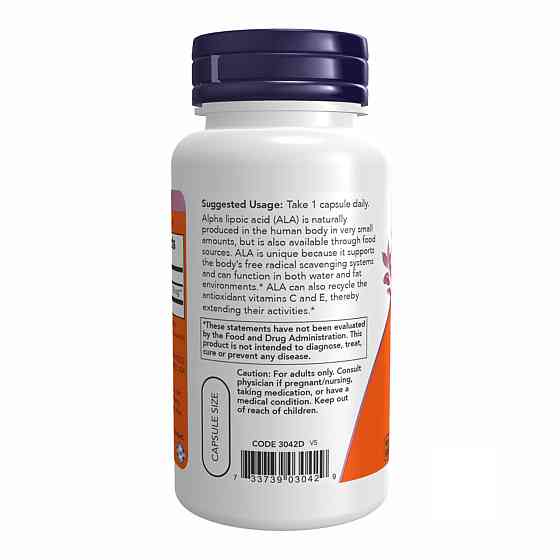 Альфа-ліпоєва кислота Now Foods Alpha Lipoic Acid 250 mg 60 vcaps Київ