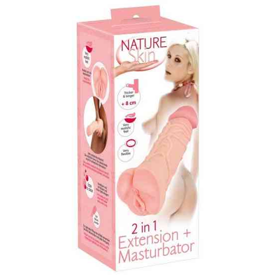 Мастурбатор-насадка 2 IN 1 Nature Skin Extension + Masturbator (Вагина) Sex Aura Киев