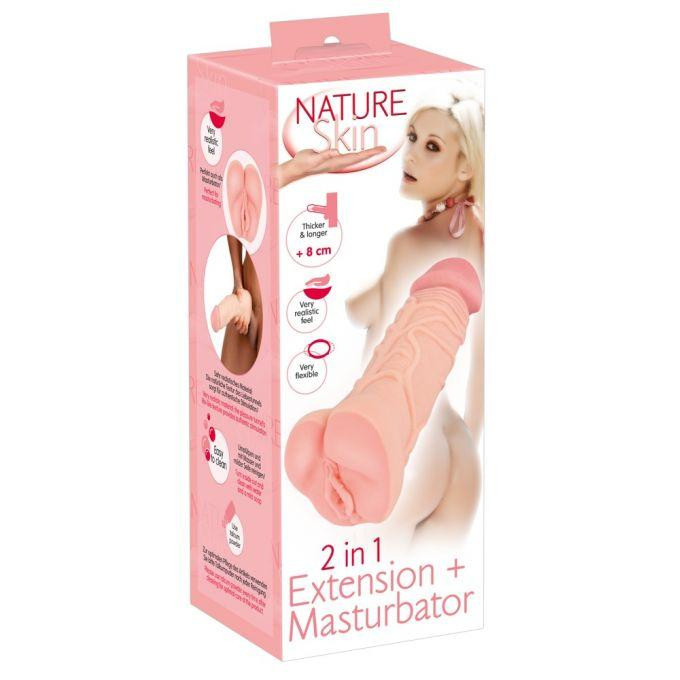 Мастурбатор-насадка 2 IN 1 Nature Skin Extension + Masturbator (Вагина) Sex Aura Киев - изображение 1