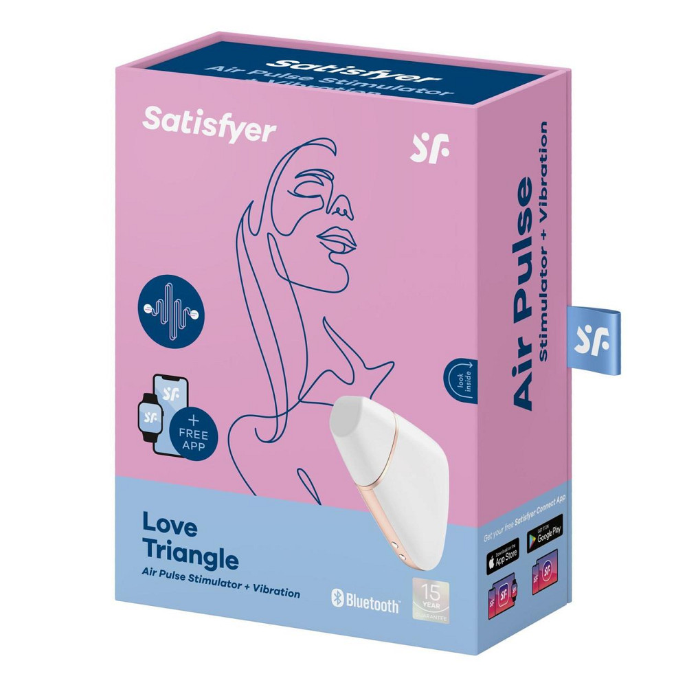 Вакуумний кліторальний стимулятор Satisfyer Love Triangle White з керуванням через інтернет (м'ята упаковка!!! Sex Aura Київ - фото 8