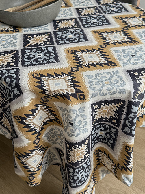 Ecotton Скатертина столова Ecotton DUCK 170х200 см водовідштовхувальна Орнамент синьо-жовта (25 Коломия - фото 4