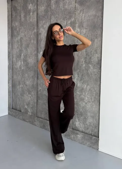 Женский костюм из вискозы с индейкой — базовый комплект футболка + брюки Одесса - изображение 8