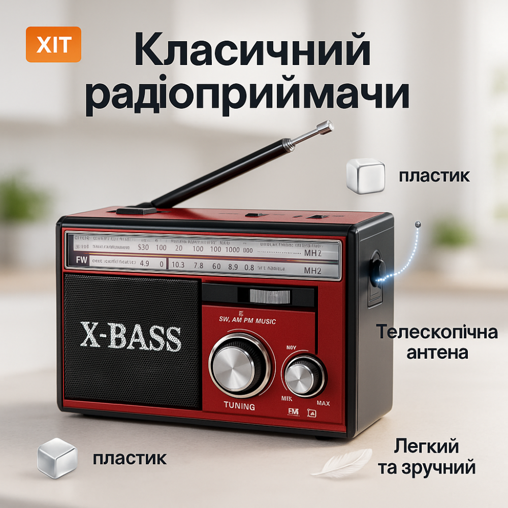 Портативний радіоприймач Golon, Радіо фм прямий ефір, Радіоприймач з хорошим прийомом сигналу XR-32 Львів - фото 13