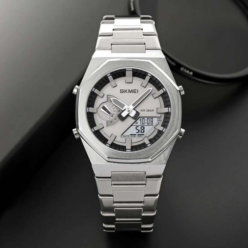 Мужские наручные часы на стальном браслете Skmei 1816 (Серебристые) Винница - изображение 6