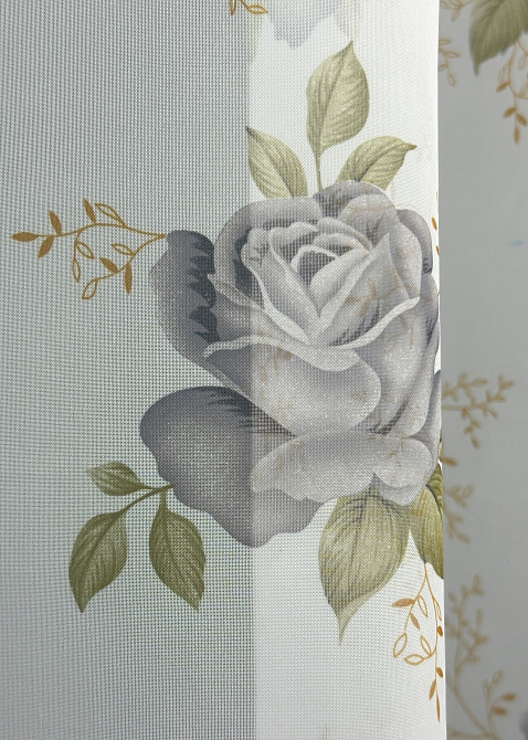 Тюль VR-Textil 1801т Шифон з принтом Білий з сірим 300х270 см (40-099) Київ - фото 6