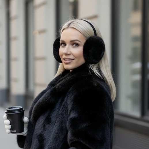 Жіночі хутряні навушники Rex Чорний Харків - фото 7