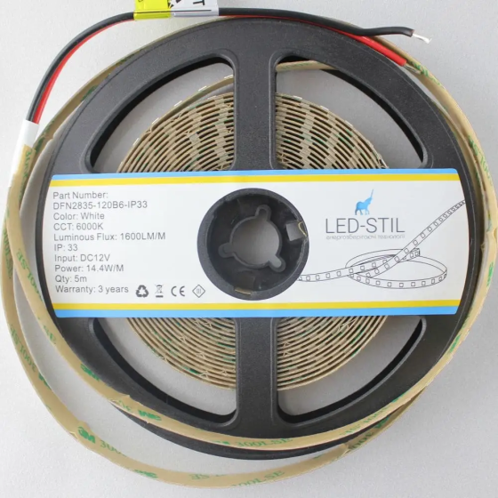 LED-STIL LED стрічка LED-STIL 6000K, 14,4 Вт/м 2835, 120 діодів, IP33, 12V, 1600 LM, холодне св Коломия