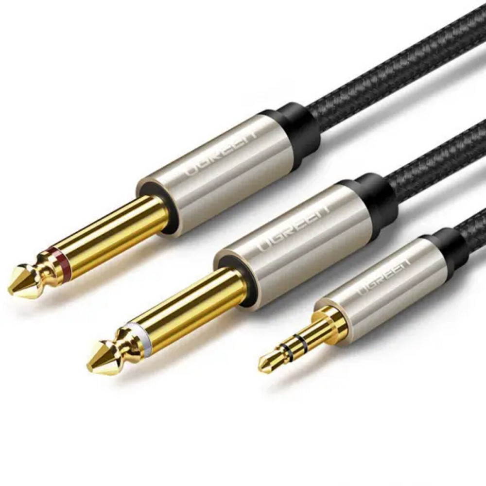 Аудіо кабель UGREEN AV126 3.5mm TRS to Dual 6.35mm TS Audio Cable 2m (Gray)(UGR-10615) (UGR-10615) Київ - фото 1