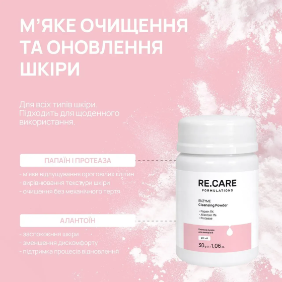 Ензимна пудра для вмивання Enzyme Cleansing Powder RE.CARE 30 г Київ