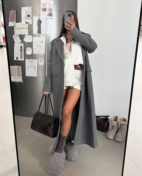 Жіноче трендове пальто оверсайз крій шерсть + підкладка Одеса - фото 4