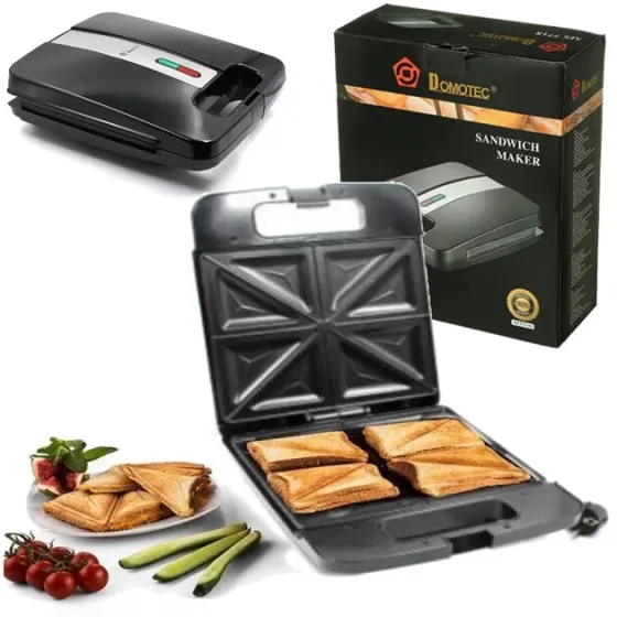 Сендвичница Мультимейкер DOMOTEC MS-7718 4 отдела 1000Вт (Черный) 1400ВТ,  с антипригарным покрытием Одесса