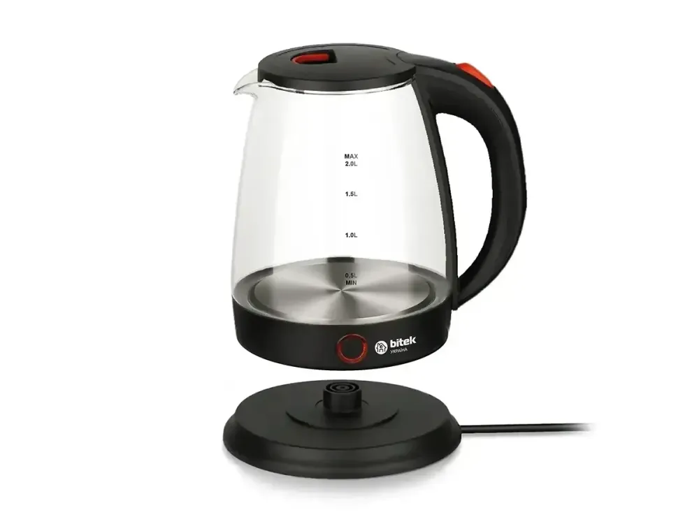 Чайник электрический стеклянный 2.0л 2400Вт BITEK BT-3113 термостойкое стекло, поворот на 360, подсветка Одесса - изображение 5