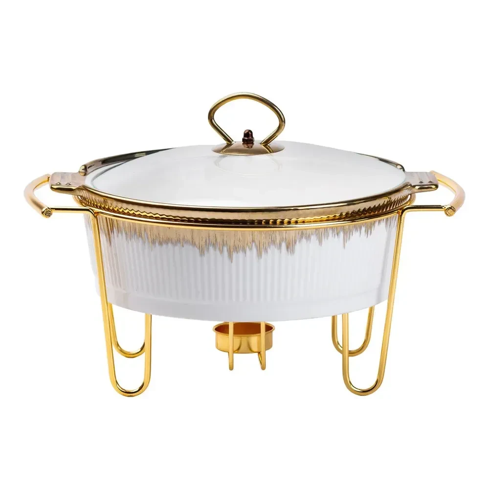 Круглий фарфоровий мармит з підігрівом 1.5 л, білий Київ - фото 2