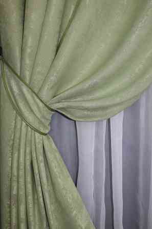 Комплект штор на люверсах VR-Textil Жакард Sultan YL № 1367ш Світло-оливковий 150х250 см 2 шт (37-0055) Київ