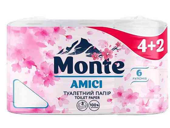Туалетний папір 42рул 3шар Аmici 110 відривів ТМ MONTE Київ