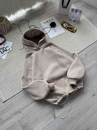 Жіноча стильна тепла худі з фіксаторами цільна турцька тринитка на флісі Одеса