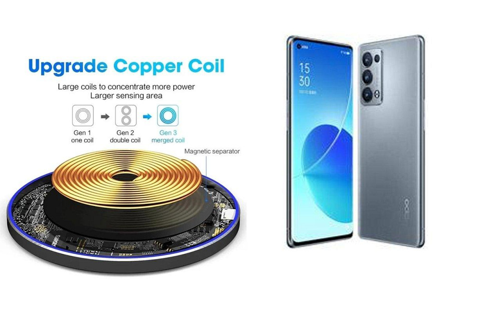 Бездротовий зарядний пристрій Copper до 30W для Motorola Edge 30 Neo, 30 Pro, 30 Ultra, USB-C, LED Київ - фото 2