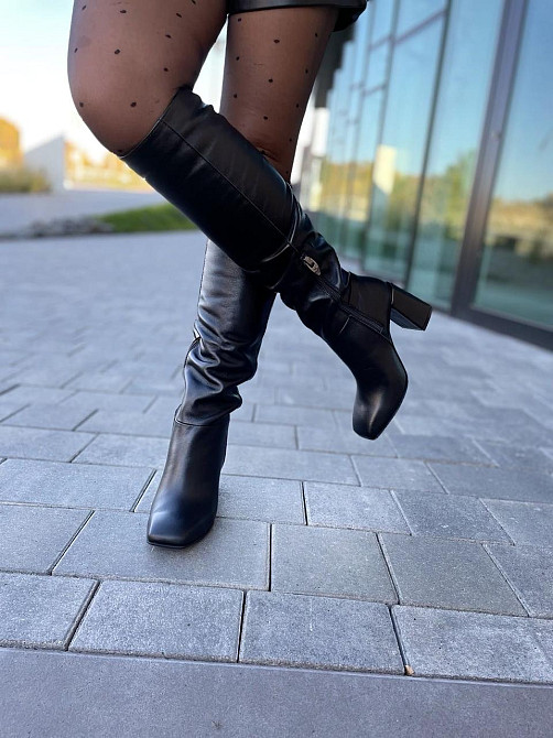 LIRIO Чоботи жіночі LIRIO чорні натуральна шкіра висота 42см обхват 36-37см каблук 9см ( /8067- Коломия - фото 10