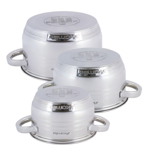 Набір каструль 6 предметів (каструлі 1,5/2/3л) нержавіюча сталь порожнисті ручки 4915 KAMILLE Житомир - изображение 5