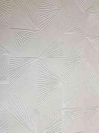 Обои виниловые на флизелине Marburg 31842 New modern геометрия полоски веером белые фигуры светло серые Киев