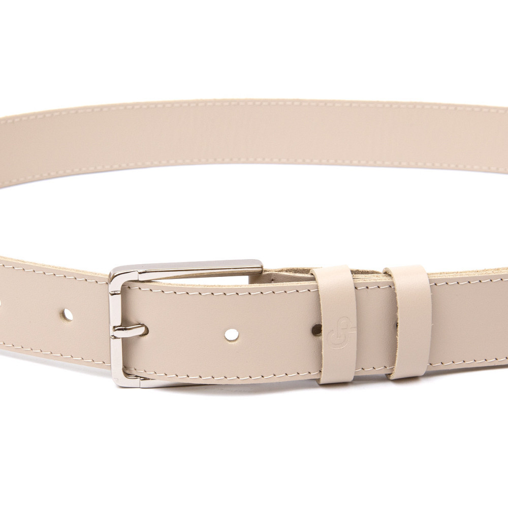 Шкіряний ремінь унісекс GRANDE PELLE 11450 Бежевий Київ - фото 4