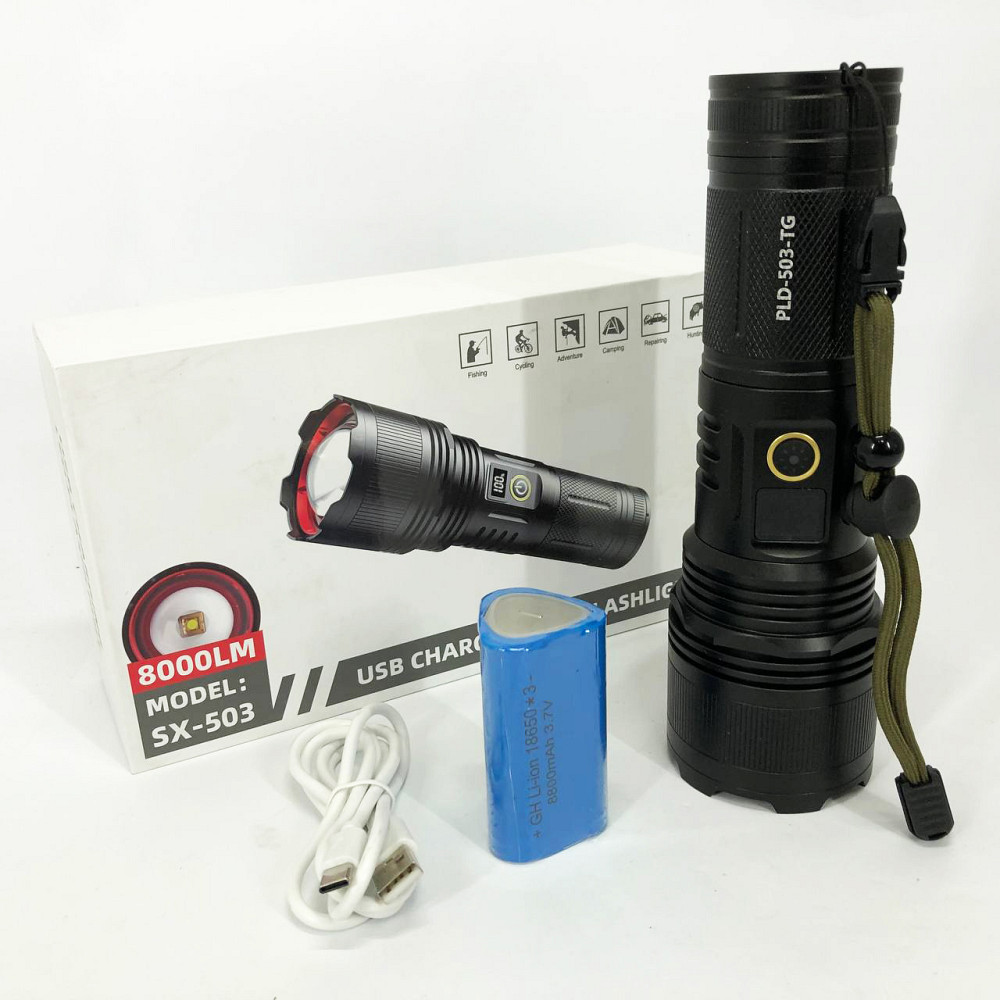 Пилозахищений ліхтар PLD-503-TG, Потужний світлодіодний кишеньковий ліхтарик, Ліхтарик police оригінал ZN-71 Львів - фото 3