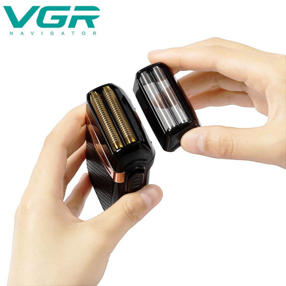 Електробритва VGR V-331 бездротова USB Type-C IPX4 подвійна сітка 2 насадки для сухого та вологого гоління Одеса - фото 10