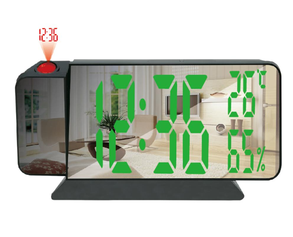 Годинники електронні проекційні VST-900S-4, зелені, температура, вологість, USB Дніпро - фото 1