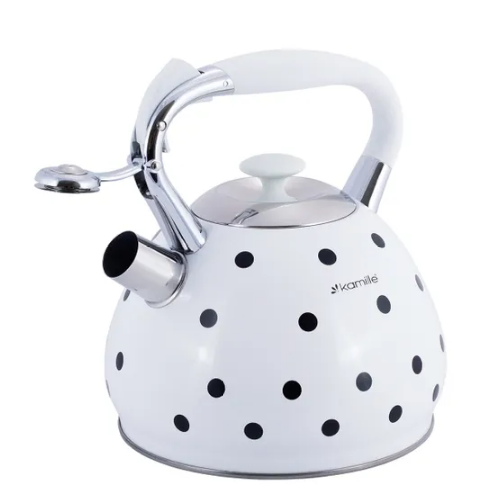 Чайник 3л нержавіюча сталь зі свистком з ручкою "soft-touch" (білий,беж,кавовий) 0695WH KAMILLE Житомир - фото 3