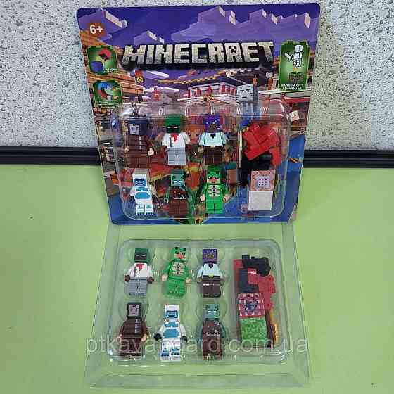 Фігурки Minecraft набір 6 шт з магнітними ніжками та блоками, зброя 4027 Хмельницький