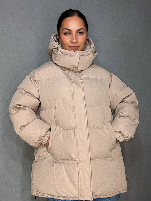 Куртка жіноча Lady Yep 10008 довга оверсайз пуффер з капюшоном бежева, бежевий, 44 Київ - фото 15