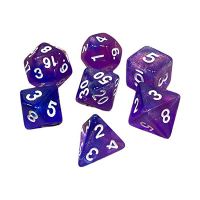Набор кубиков для настольных игр Games 7 Days Double Glitter 7 Dice Set - Blue-Purple (g7dglitdc14) Винница - изображение 1
