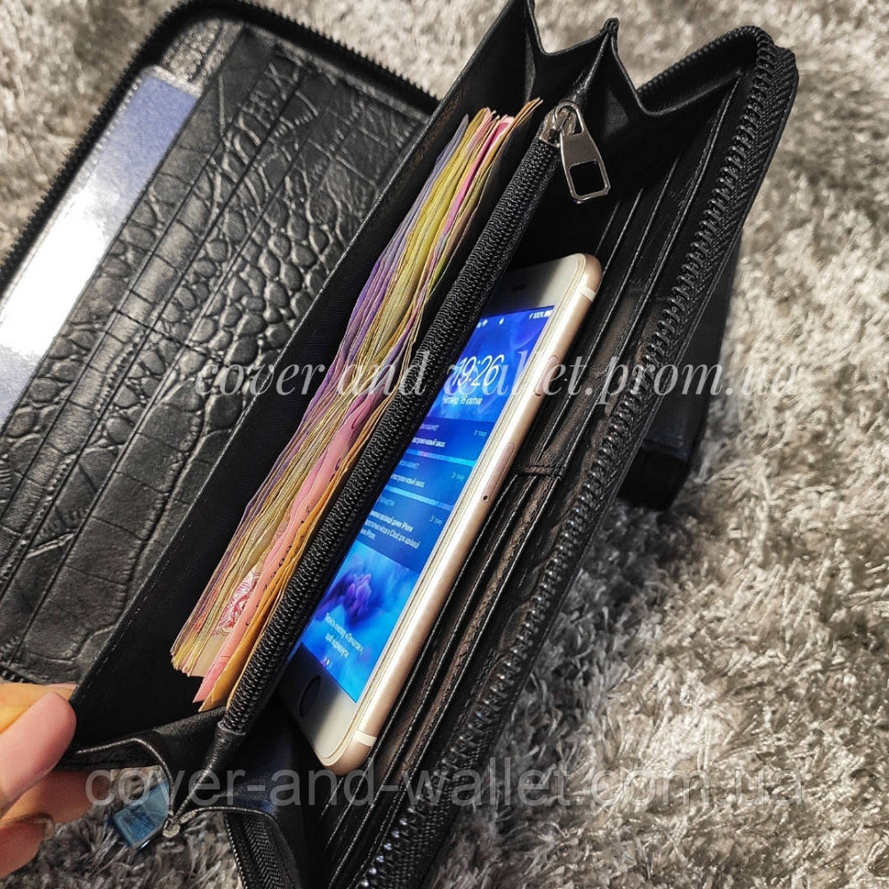 Елітний чоловічий гаманець-клатч зі шкіри під крокодила на змійці Marco Coverna JP-5901A Київ - фото 5