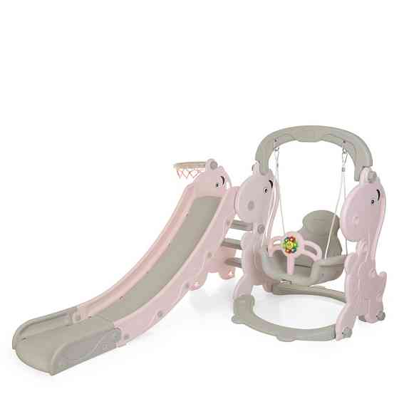 Дитяча гірка-гойдалка YG2020-2-8 пластик, з баскетбольним кільцем Вінниця