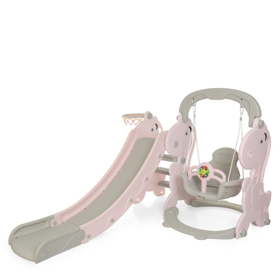 Дитяча гірка-гойдалка YG2020-2-8 пластик, з баскетбольним кільцем Вінниця - фото 1