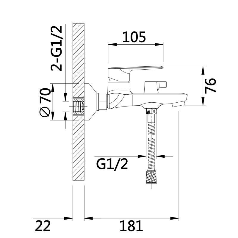 Смеситель для ванны c душевым гарнитуром Qtap Leo New QTLEO259CRM45563 Chrome Харьков - изображение 2