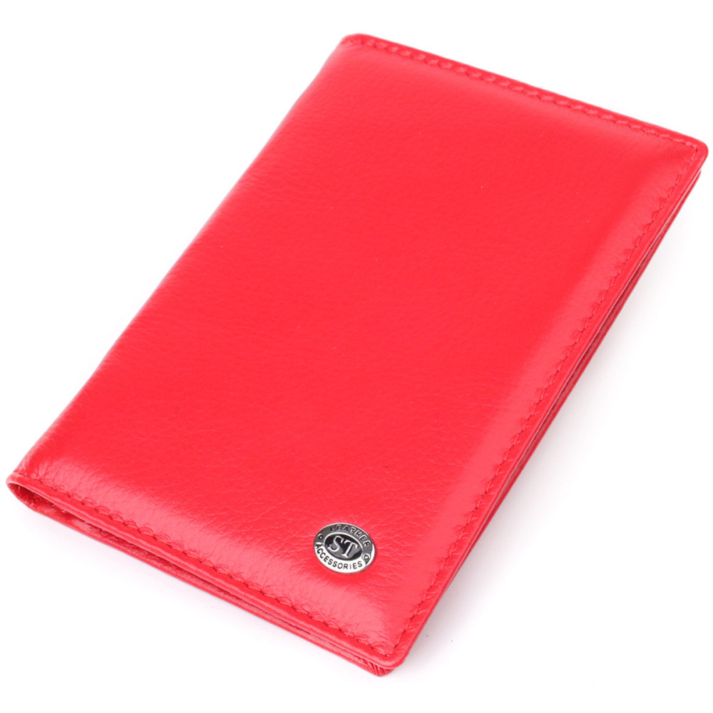 Яркая обложка на паспорт универсального формата из натуральной кожи ST Leather 23080 Красный Киев - изображение 1