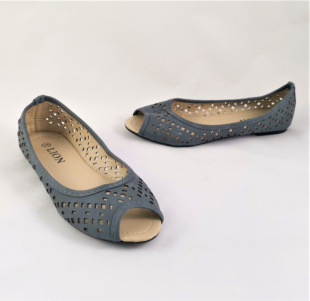 .Жінні Літні Балетки з відкритим Носиком Сірі Мокасини Туфлі (розміри: 36,37,38,39) — 05-3 Дніпро - фото 7