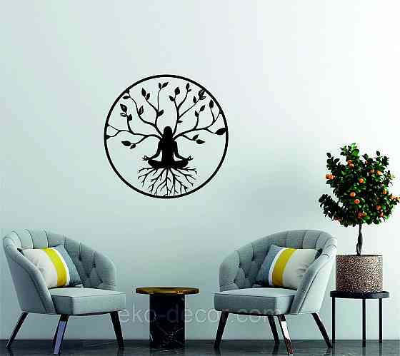 Декоративне настінне 3D Панно «ЙОГА» Декор на стіну з об'ємом 90*90 см, Чорний Київ