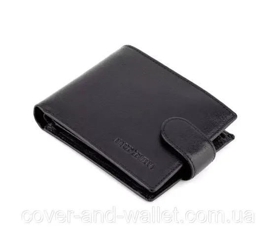 Чорний чоловічий шкіряний гаманець з вираженою фактурою Marco Coverna MC 010-802 Київ