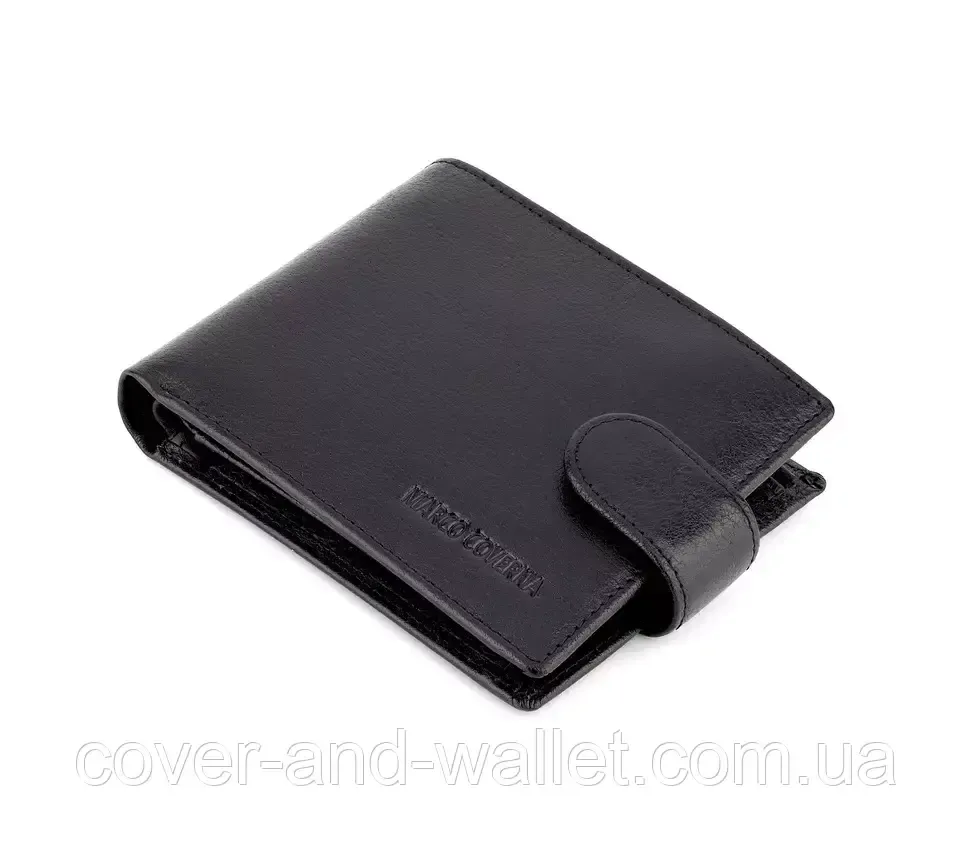 Чорний чоловічий шкіряний гаманець з вираженою фактурою Marco Coverna MC 010-802 Київ - фото 4