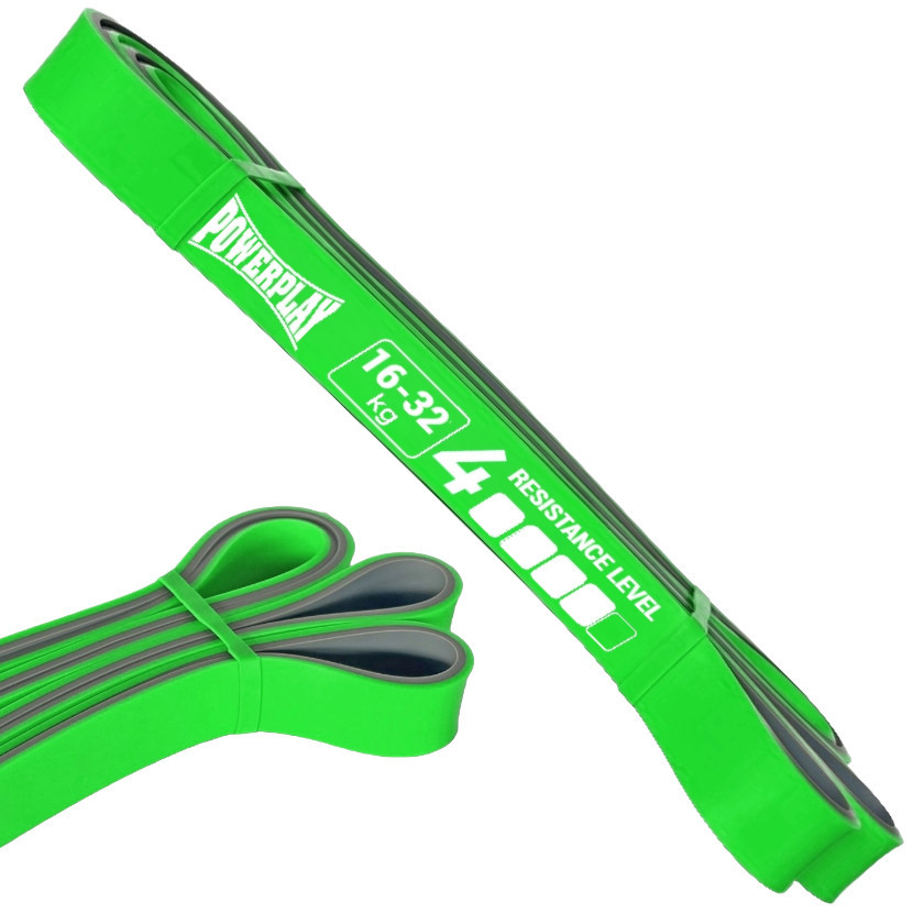Еспандер-петля (гумка для фітнесу і кроссфіту) PowerPlay 4116 Double Colors Зелено/Сіра (16-32 кг) Київ - фото 1