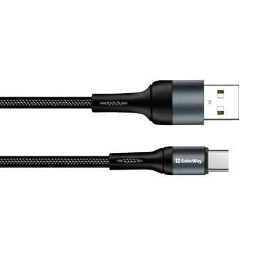 Дата кабель USB 2.0 AM to USB-C 1.0m nylon black ColorWay (CW-CBUC045-BK) Винница