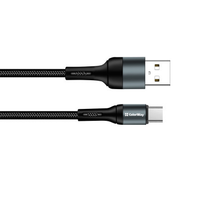 Дата кабель USB 2.0 AM to USB-C 1.0m nylon black ColorWay (CW-CBUC045-BK) Винница - изображение 4