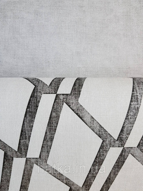 Шпалери вінілові на флізеліновій основі Decoprint BLOOMING BL22730 геометрія ромби білий з сріблястими смугами Київ - фото 1