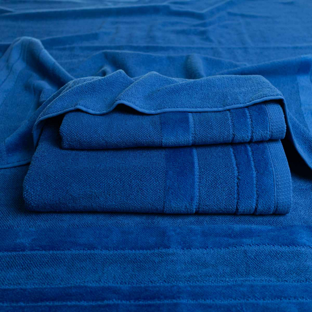 Полотенце банное махровое с велюровым бордюром GM Textile 100х150см 500г/м2 (Синий) Сумы - изображение 3