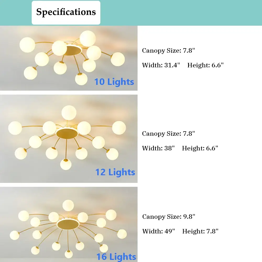 Світлодіодна люстра Орбіта 8618 (Золота) на 10+1 плафонів Вінниця - фото 5