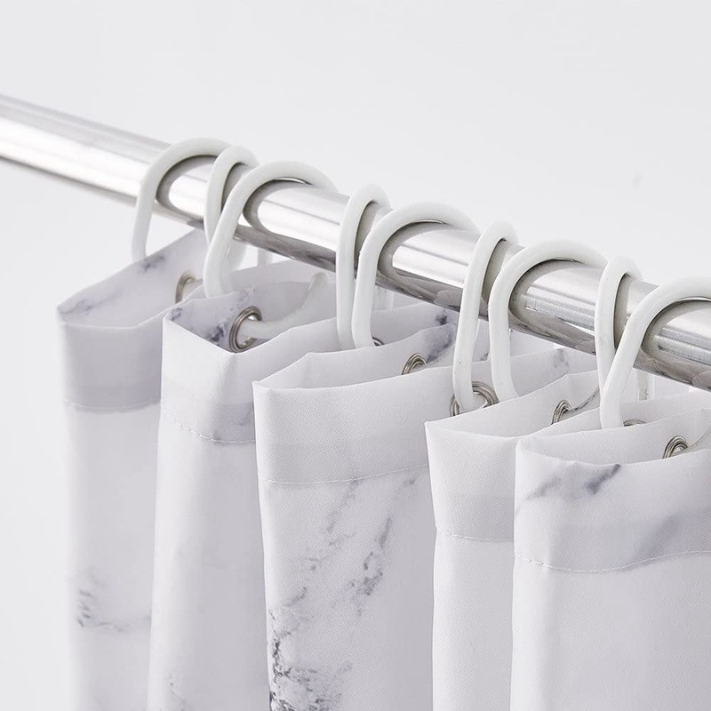 Шторка для ванной и душа с кольцами 180x180 см водостойкая, шторка для ванной комнаты с крючками,цвет белый гранит Каменец-Подольский - изображение 5