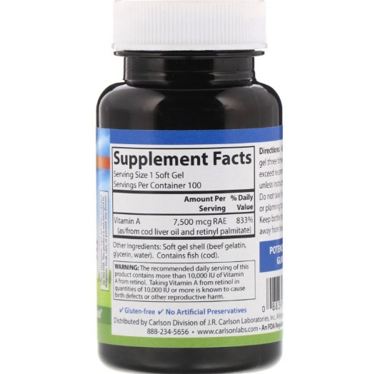 Вітамін А (Vitamin A) 25 000 МО 100 капсул Київ - фото 2